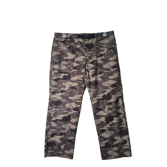 Tahoe River Outfitters Camo Pants Mens Sz 38 Convertible Shorts Green Brown Hunt - Picture 1 of 9